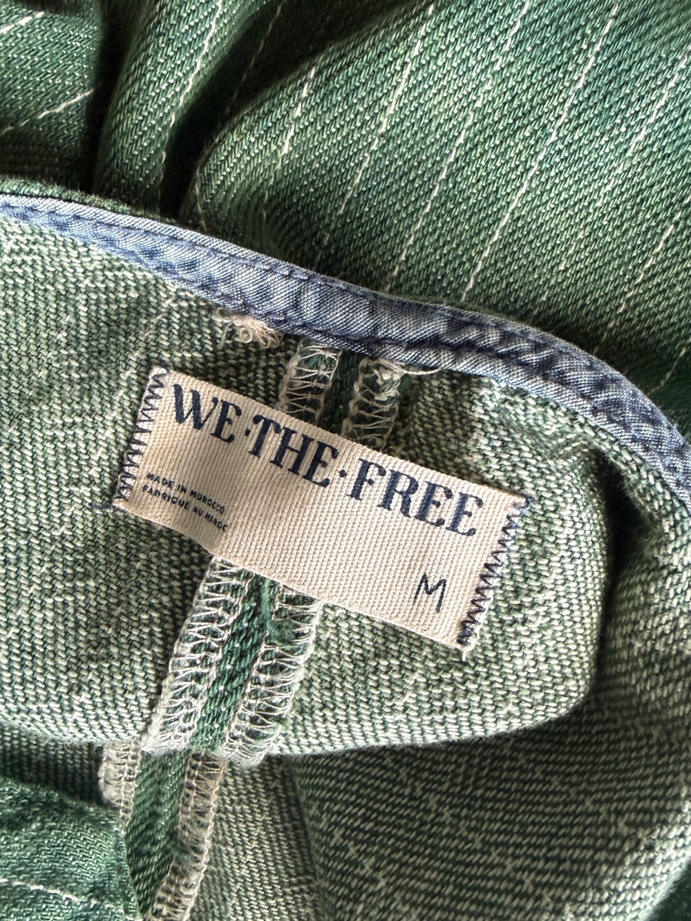 We the Free High Roller Mineral Wash Green Pinstripe Overall Jumpsuit M - Picture 14 of 16